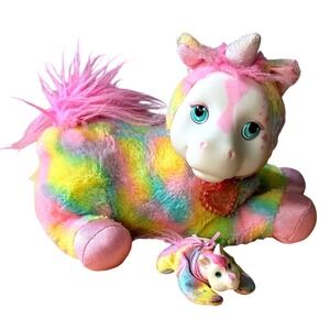 Just Play Rainbow Unicorn Surprise Plush Mother‎ and 1 Baby Tie Dye Pink Yellow